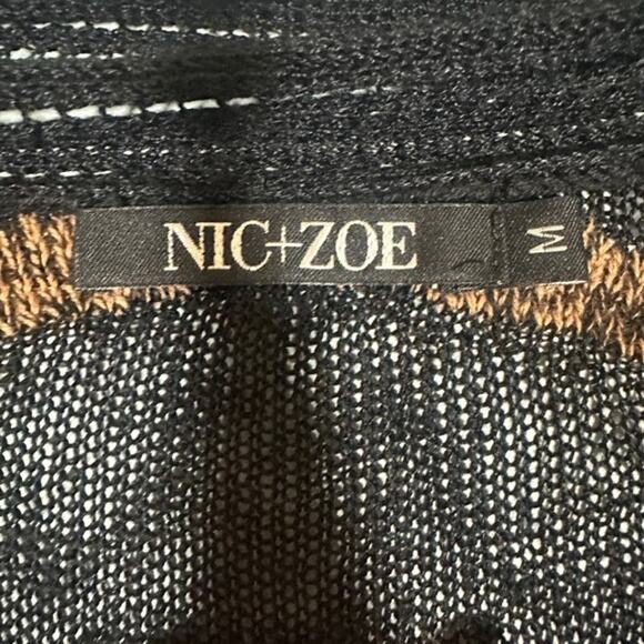 Nic & Zoe Black & Brown Geo Long Sleeve Lightweight Cardigan Women Sz M - Picture 9 of 9